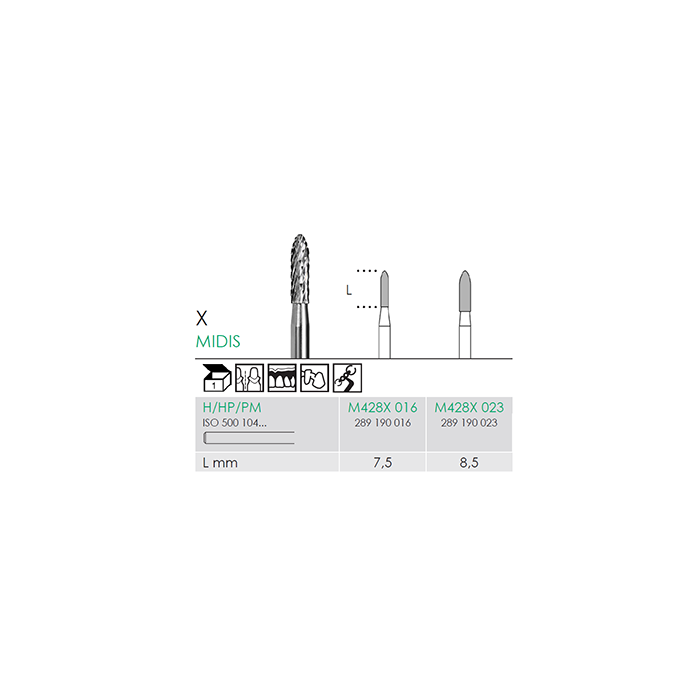 Busch M 428X 023 HP MIDIS CARBIDE - (Pack of 2) Bur Made in Germany
