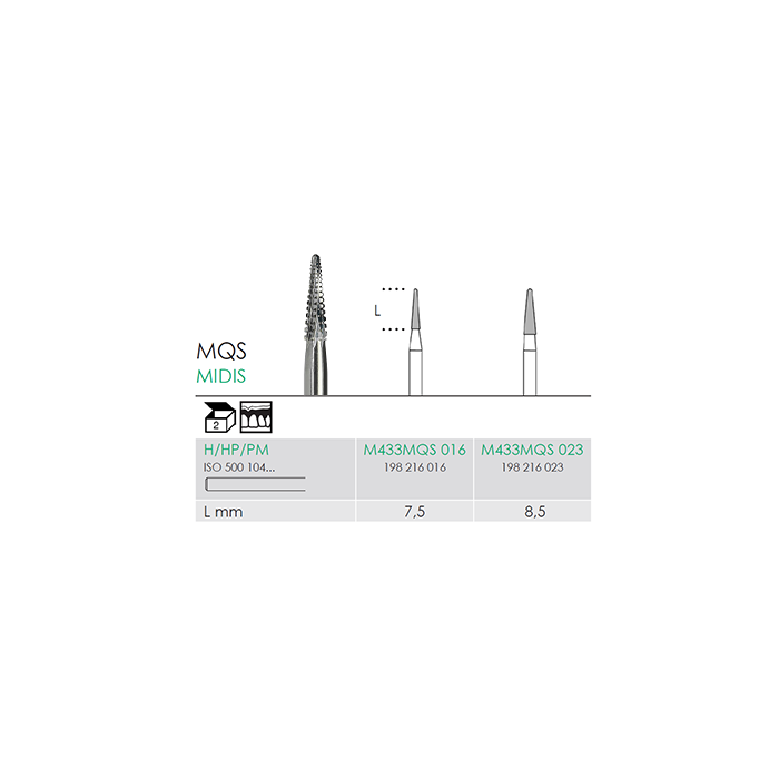 Busch M 433MQS 023 HP MIDIS CARBIDE - (Pack of 2) Bur Made in Germany