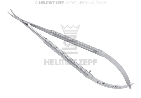 Micro Spring Scissors - Micro-Serrated, Point-to-Point, Slightly Curved, Very Delicate, 16 cm | Helmut Zepf No. 46.316.16