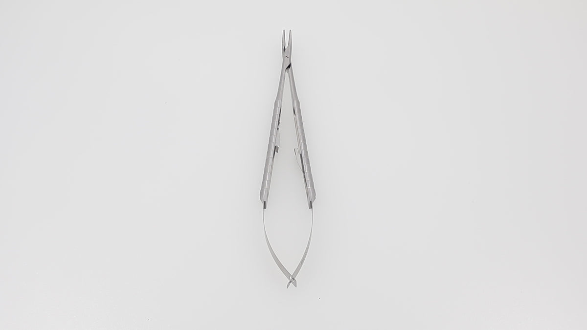 Castroviejo Needle Holder, Curved - 18 cm, Tungsten Carbide Jaws, 11 x 2.0 mm, Max. Thread Size: 4.0 | Helmut Zepf No. 41.011.17TC-M