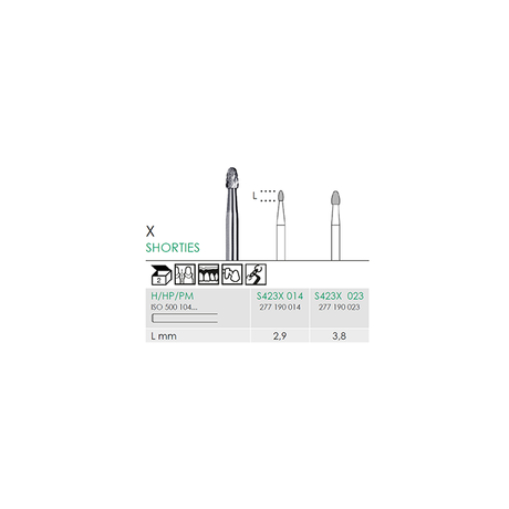 Busch S 423X 014 HP SHORTIES CARBIDE - (Pack of 2) Bur Made in Germany