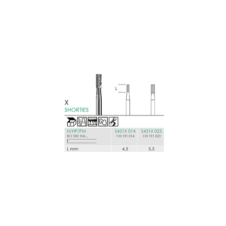 Busch S 431X 023 HP SHORTIES CARBIDE - (Pack of 2) Bur Made in Germany