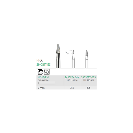 Busch S 433FFX 014 HP SHORTIES CARBIDE - (Pack of 2) Bur Made in Germany