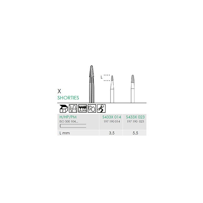 Busch S 433X 023 HP SHORTIES CARBIDE - (Pack of 2) Bur Made in Germany