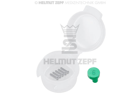 Stainless Steel Micro Screw Ø 1.0 x 6 mm, Phillips drive, green ID - Pack of 5 | Helmut Zepf No. 47.573.06S