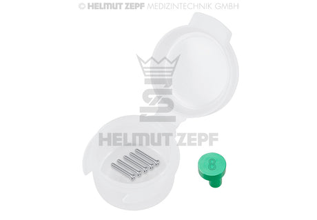 Stainless Steel Micro Screw Ø 1.0 x 8 mm, Phillips drive, green ID - Pack of 5 | Helmut Zepf No. 47.573.08S