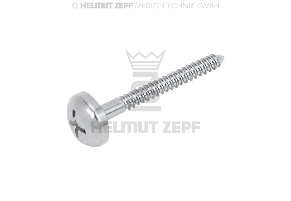 Stainless Steel Micro Screw Ø 1.2 x 12 mm, Umbrella Head Ø 4 mm, Crossfit drive - Pack of 1 | Helmut Zepf No. 47.572.52