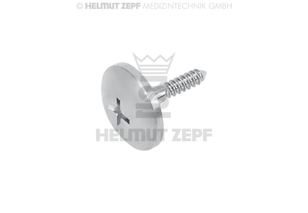 Stainless Steel Micro Screw Ø 1.2 x 8 mm, Umbrella Head Ø 6 mm, Crossfit drive - Pack of 1 | Helmut Zepf No. 47.572.53