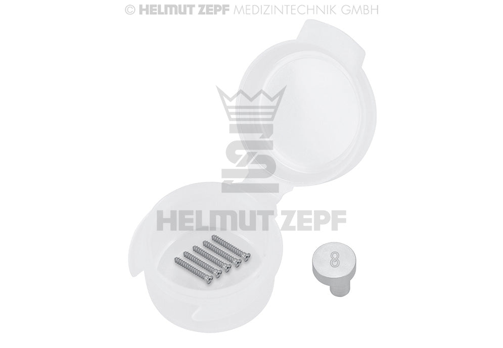 Titanium Micro Screw Ø 1.2 x 8 mm, Phillips drive, Grey Anodized - Pack of 5 | Helmut Zepf No. 47.574.08